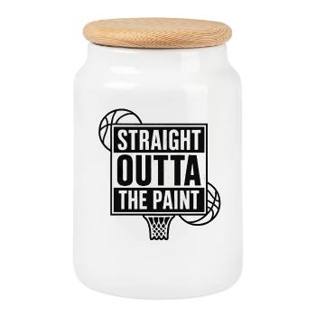 Straight Outta The Paint Basketball Sport - Cookie Jar with Wooden Lid - white - Front