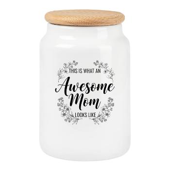 This is what a great mom looks like mom gift - Cookie Jar with Wooden Lid - white - Front