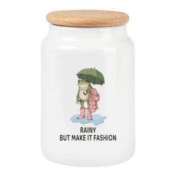 Cool frog- but make it fashion - Cookie Jar with Wooden Lid - white - Front