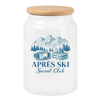 Après Ski Club Ski Party Winter Holiday - Cookie Jar with Wooden Lid - white - Front