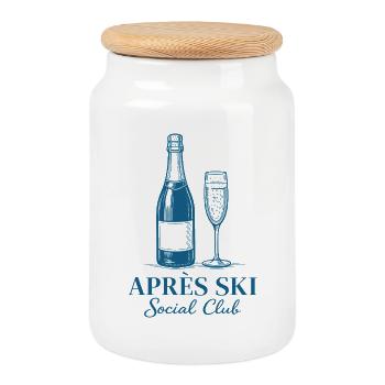 Après Ski Social Club Ski Hut - Boîte à biscuits avec couvercle en bois - blanc - Devant