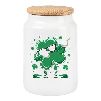 Rocker trèfle avec style - Boîte à biscuits avec couvercle en bois - blanc - Devant