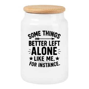 Idée de cadeau pour les nerds introvertis qui s’amusent drôlement - Boîte à biscuits avec couvercle en bois - blanc - Devant