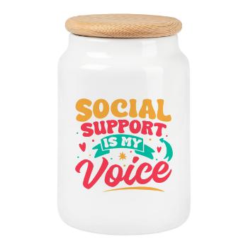 Social Worker Quote Support Is My Voice Social - Keksdose mit Holzdeckel - Weiß - Vorne