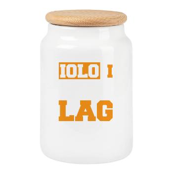 YOLO Je ne lâche qu’une fois Citation du joueur Citation du design - Boîte à biscuits avec couvercle en bois - blanc - Devant