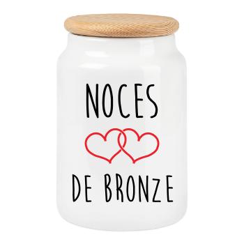 Bronze-Hochzeit: 22 Jahre Liebe - Keksdose mit Holzdeckel - Weiß - Vorne