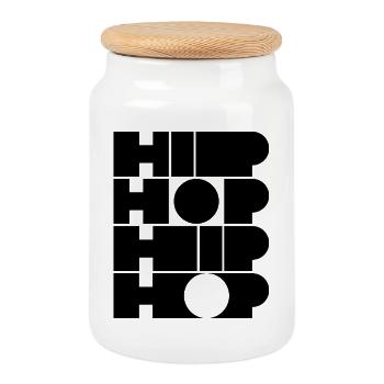 Hip Hop design de logo typographique audacieux - Boîte à biscuits avec couvercle en bois - blanc - Devant
