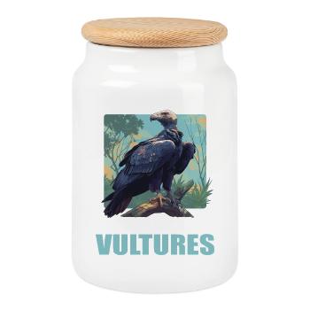 Vautour - Boîte à biscuits avec couvercle en bois - blanc - Devant