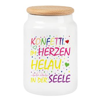 Konfetti im Herzen Helau in der Seele - Keksdose mit Holzdeckel - Weiß - Vorne
