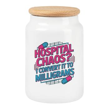 Hospital Pharmacist Hospital Chaos Pharmaceutical - Cookie Jar with Wooden Lid - white - Front