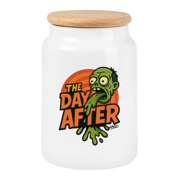 Le jour après la fête zombie splash - Boîte à biscuits avec couvercle en bois - blanc - Devant