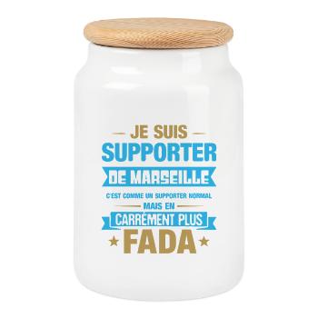 Supporter De Marseille En Carrément Plus Fada - Boîte à biscuits avec couvercle en bois - blanc - Devant