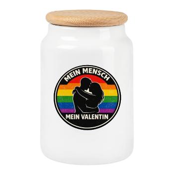 My Human My Valentine – Pride Love - Cookie Jar with Wooden Lid - white - Front