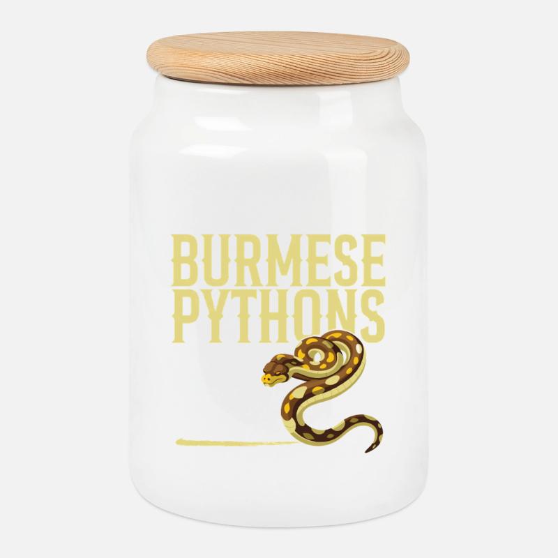 Python birman Hde Serpent en peluche reptile - Boîte à biscuits avec couvercle en bois - blanc