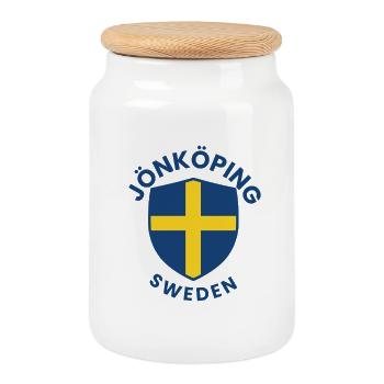 Jönköpinger Schild Schwedisches Kreuz - Keksdose mit Holzdeckel - Weiß - Vorne