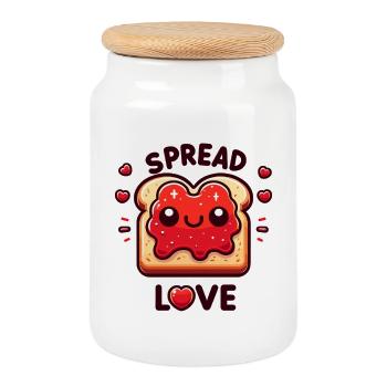 Spread Love Toast Hearts - Cookie Jar with Wooden Lid - white - Front