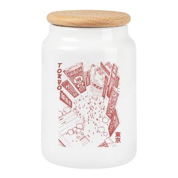 Shibuya Japonais traversant la ville de Tokyo - Boîte à biscuits avec couvercle en bois - blanc - Devant