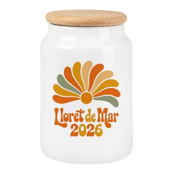 Lloret de mars 2026 Retro Blossoms - Boîte à biscuits avec couvercle en bois - blanc - Devant