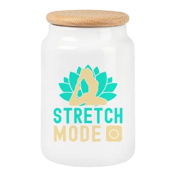 Yoga Stretch Mode On Funny Yoga - Cookie Jar with Wooden Lid - white - Front