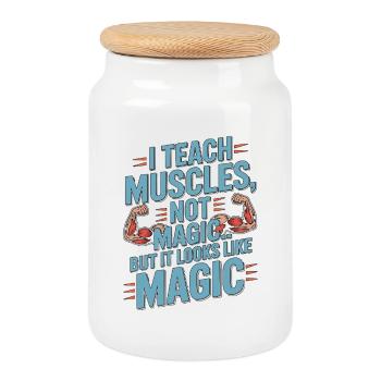 Éducateur en kinésithérapie : j’enseigne les muscles, pas le mentorat magique en kiné - Boîte à biscuits avec couvercle en bois - blanc - Devant