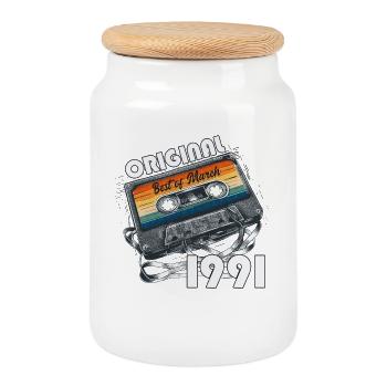 Cadeau pour le 35e anniversaire Mari Épouse Mars 1991 - Boîte à biscuits avec couvercle en bois - blanc - Devant