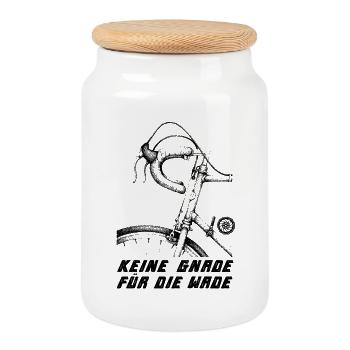 Keine Gnade für die Wade - Rennrad Sport - Keksdose mit Holzdeckel - Weiß - Vorne