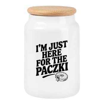 I'm Just Here for the Paczki - Cookie Jar with Wooden Lid - white - Front