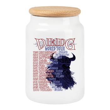 Tournée mondiale de la mythologie nordique du Valhalla viking - Boîte à biscuits avec couvercle en bois - blanc - Devant