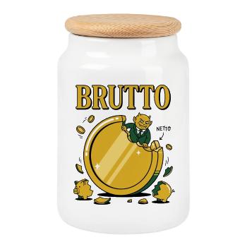 Morsure nette brute Le diable fiscal arrive - Boîte à biscuits avec couvercle en bois - blanc - Devant
