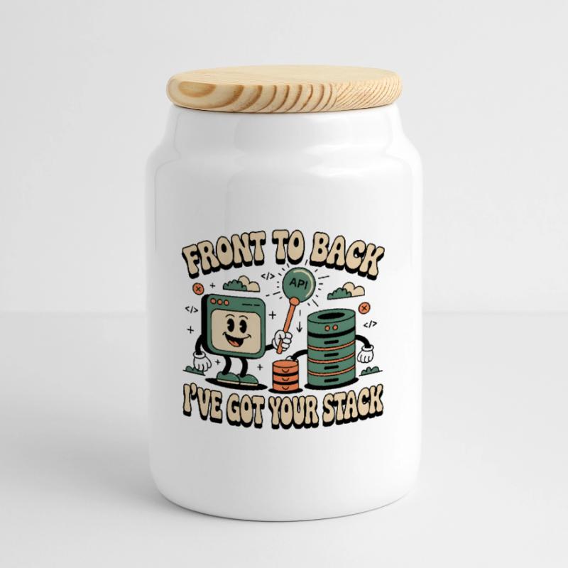From Front to Back: Full Stack Developers Cookie Jar with Wooden Lid