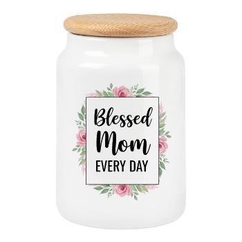 Cadeau maman tous les jours - Boîte à biscuits avec couvercle en bois - blanc - Devant