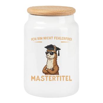 Master's Title Lama: Almost Flawless Graduation - Cookie Jar with Wooden Lid - white - Front