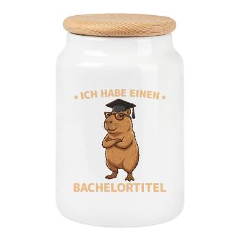 Licence 2026 Capybara Dicton, pour la remise des diplômes universitaires - Boîte à biscuits avec couvercle en bois - blanc - Devant