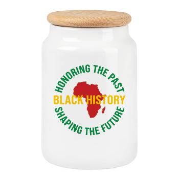 Black History Motif Africa Silhouette - Cookie Jar with Wooden Lid - white - Front