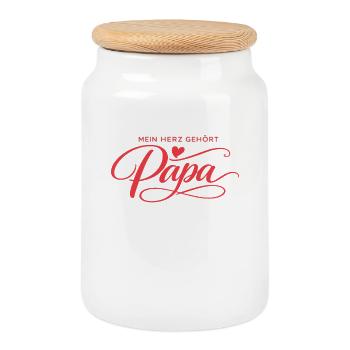 My Heart Belongs to Dad – Father's Day Gift - Cookie Jar with Wooden Lid - white - Front