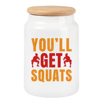 Fitness Fanatics You ́ll Get Squats Calisthenics - Cookie Jar with Wooden Lid - white - Front