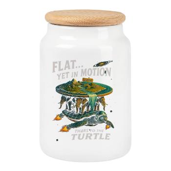 Plat mais en mouvement grâce à la fantaisie de la tortue - Boîte à biscuits avec couvercle en bois - blanc - Devant