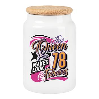 Reine du 78e anniversaire - Boîte à biscuits avec couvercle en bois - blanc - Devant