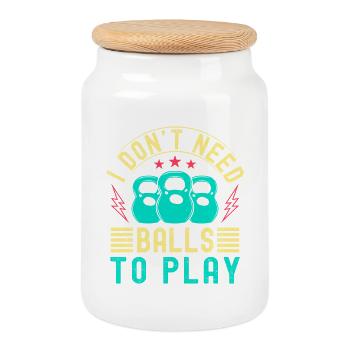 Les passionnés de fitness n’ont pas besoin de ballons pour jouer - Boîte à biscuits avec couvercle en bois - blanc - Devant