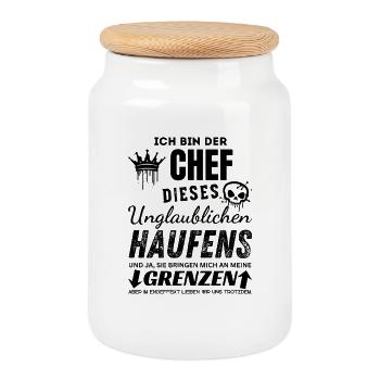 Chef des unglaublichen Haufens Chef Geschenk - Keksdose mit Holzdeckel - Weiß - Vorne