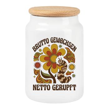 Gross growth Net plucked - Cookie Jar with Wooden Lid - white - Front