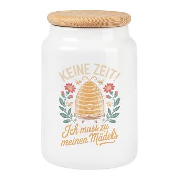 Bee No Time Girls apicultrice qui dit abeilles mellifères - Boîte à biscuits avec couvercle en bois - blanc - Devant
