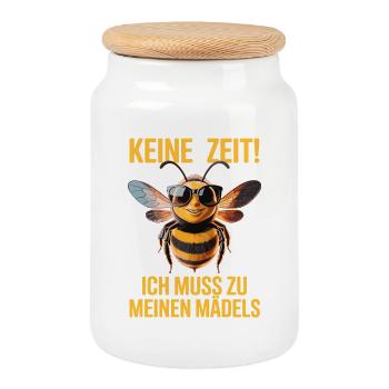Bee No Time Girls apicultrice qui dit abeilles mellifères - Boîte à biscuits avec couvercle en bois - blanc - Devant