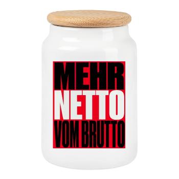 Plus de revenus nets à partir des chiffres bruts - Boîte à biscuits avec couvercle en bois - blanc - Devant