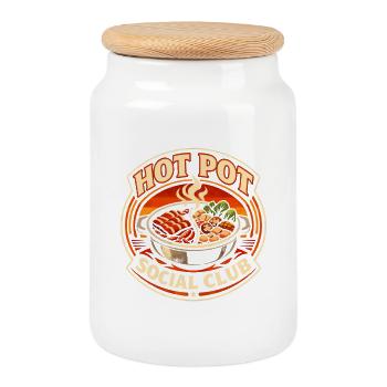 Hotpot-Club | Hot Pot, Fondue, Asia Food - Keksdose mit Holzdeckel - Weiß - Vorne