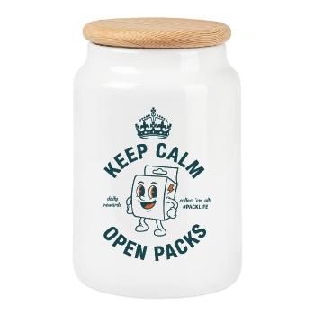 Keep Calm Open Packs Trading Card Packlife - Cookie Jar with Wooden Lid - white - Front