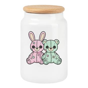 Goth Bunny Horror Rabbit Gothic Creepy Creepy - Cookie Jar with Wooden Lid - white - Front