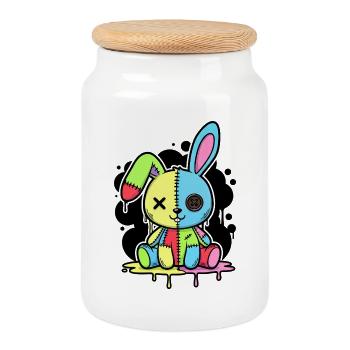 Goth Bunny Horror Rabbit Gothic Creepy Creepy - Cookie Jar with Wooden Lid - white - Front