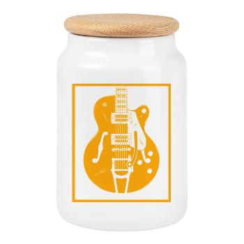 Silhouette de guitare rétro - Boîte à biscuits avec couvercle en bois - blanc - Devant