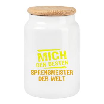 Sprengmeister Geschenk - Keksdose mit Holzdeckel - Weiß - Vorne
